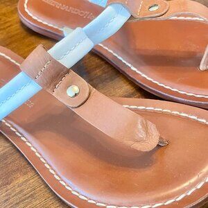 Women's Bernardo Miami Thong ICON Brown & White Leather Sandals Size 9